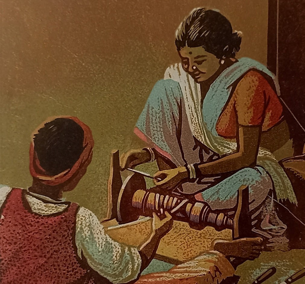 Haren Das Knife Grinder Colour Wood cut on Paper Print Size 8.1 x 6.4 inches 1959 (1)