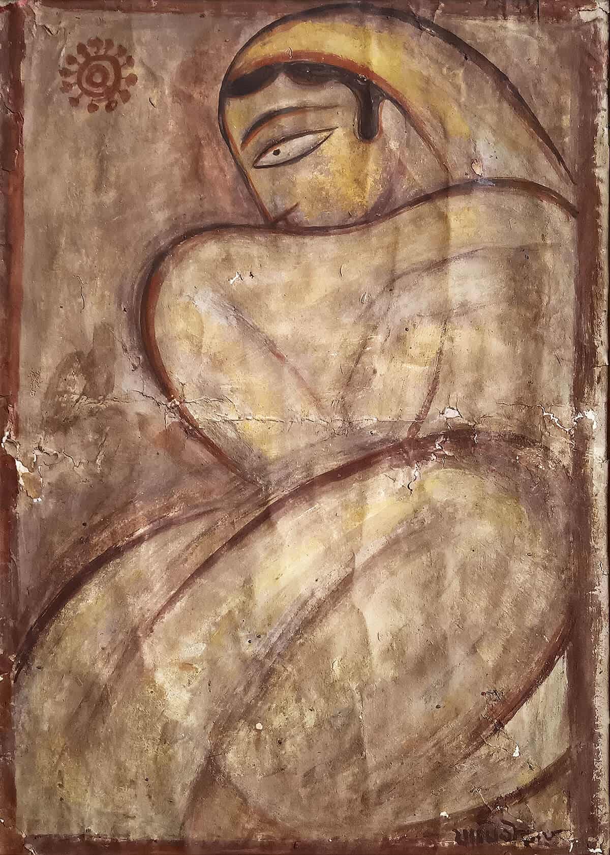 Jamini Roy Untitled Gopini Gouache on Paper 18 x 13 inches