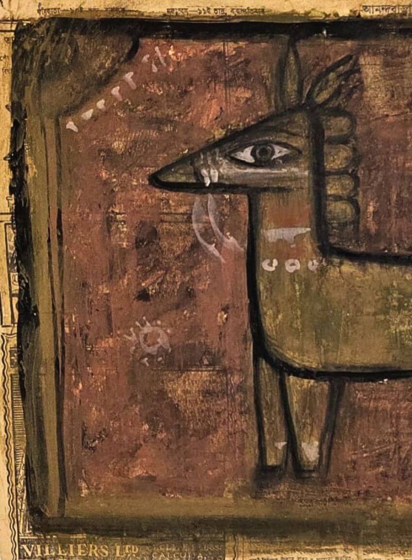 Jamini Roy Untitled Tempera on Newspaper 10 x 14.6 inches