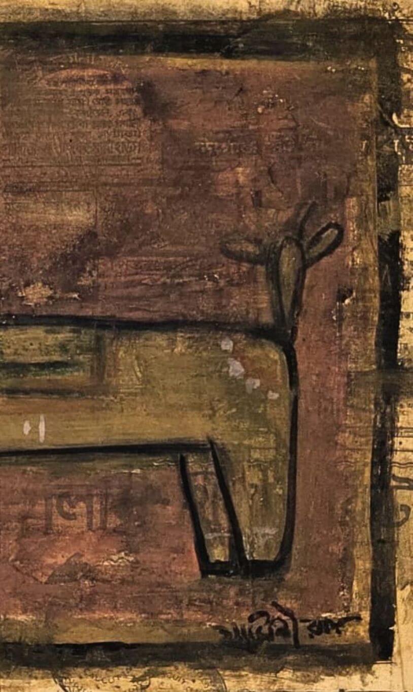 Jamini Roy Untitled Tempera on Newspaper 10 x 14.6 inches